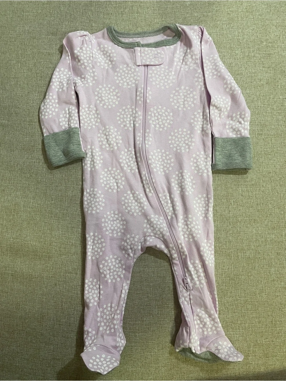 cloud island Pink Dot-Print Footed One-Piece with Gray Trim